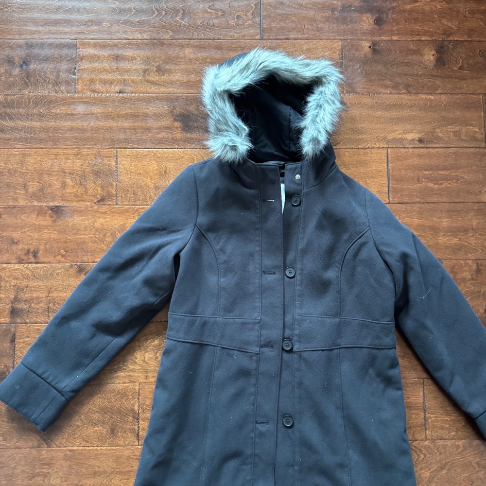 Cat & Jack Girls Black Faux Fur Hood Winter Parka Coat XXL 16 - Picture 3 of 8